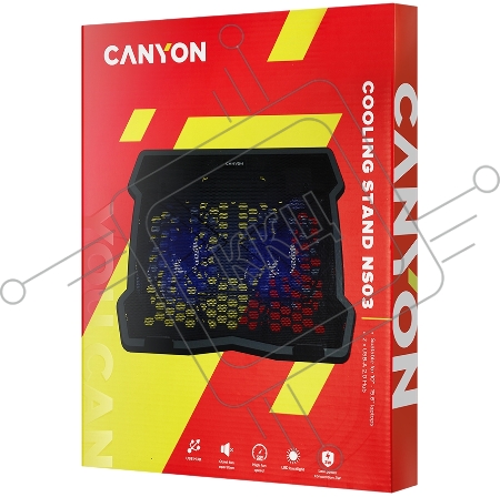 Охлаждающая подставка для ноутбука CANYON Cooling stand dual-fan with 2x2.0 USB hub, support up to 10”-15.6” laptop, ABS plastic and iron, Fans dimension:125*125*15mm(2pcs), DC 5V, fan speed: 800-1000RPM, size:340*265*30mm, 435g