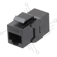 Монтажное оборудование Hyperline CA2-KJ-C6-BK Проходной адаптер (coupler), RJ-45(8P8C) формата Keystone Jack, категория 6, 4 пары, черный