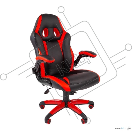 Игровое кресло Chairman game 15 чёрный/красный (экокожа, регулируемый угол наклона, механизм качания)
