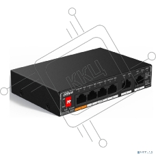 Коммутатор гигабитный 6-портовый неуправляемый c PoE Dahua DH-SG1006P, 4xRJ45 1Gb PoE, 2xRJ45 1Gb uplink, суммарно 60Вт, коммутация 14 Гбит/с, MAC-таблица 2K, металл