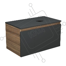 Тумба с раковиной и выпуском (тумба Bau Dream 80, графит + раковина санфаянс накладная овальная BAU Nimb 50х36, выпуск клик-клак, черный)