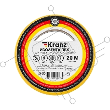 Изолента ПВХ KRANZ 0.13х15 мм, 20 м, желтая (10 шт./уп.)