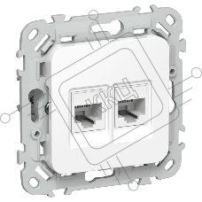 Розетка 2-местная компьютерная RJ45 категория 5Е UTP РК5е-2-0-ФлБ белый FLITE