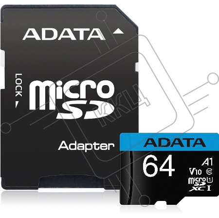 Флеш карта microSD 64GB ADATA microSDHC Class 10 UHS-I A1 100/25 MB/s (SD адаптер)