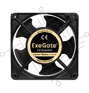 Вентилятор 220В ExeGate EX289019RUS EX12038BAT (120x120x38 мм, 2-Ball (двойной шарикоподшипник), клеммы, 2700RPM, 43dBA)