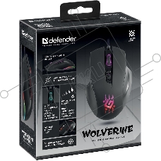 Мышь проводная Defender Wolverine GM-700L черный, 12800 dpi, USB, кнопки - 7