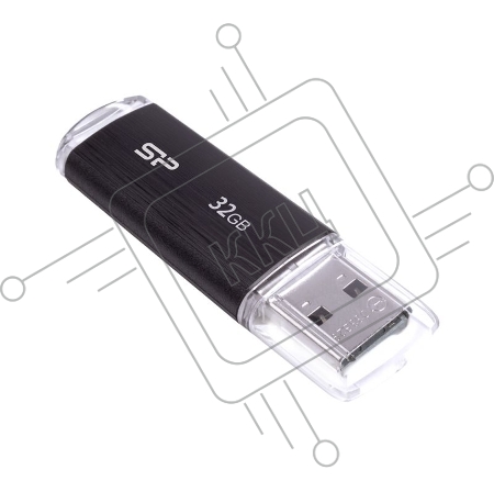 Флеш диск 32Gb Silicon Power Ultima U02 (SP032GBUF2U02V1K), USB2.0, Black