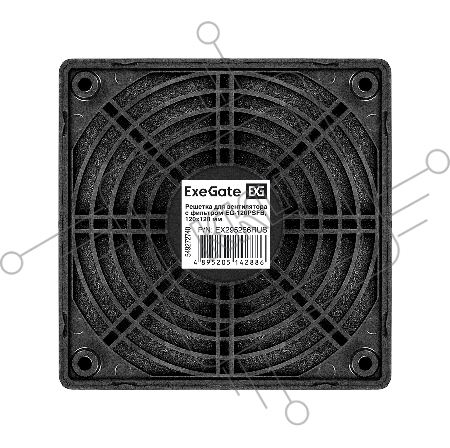Решетка для вентилятора с фильтром 120х120 ExeGate EG-120PSFB (120x120 мм, пластиковая, квадратная, с пылевым фильтром, черная)