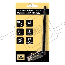 Сетевой адаптер Wi-Fi 4 ExeGate EDWA-137-N300-1 (Беспроводной USB адаптер, Wi-Fi N (b/g/n), чипсет Realtek8192, до 300 Мбит/с на 2,4 ГГц, внешняя 3dBi антенна, USB 2.0)