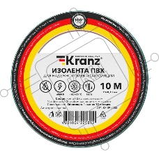 Изолента ПВХ KRANZ 0.13х15 мм, 10 м, зеленая (10 шт./уп.)