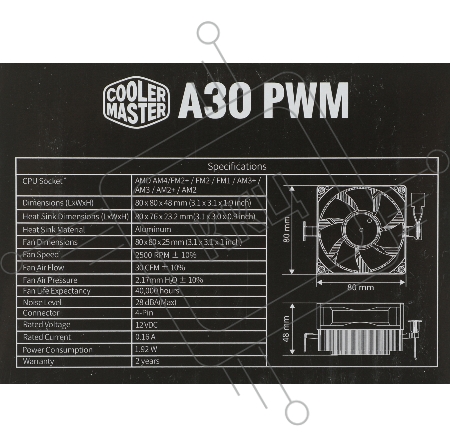 Кулер для процессора SAM4/SAM3/SAM2 RH-A30-25PK-R1 COOLER MASTER