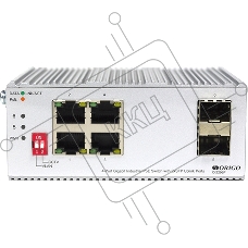 Коммутатор Unmanaged Industrial Switch 4x1000Base-T PoE, 2x1000Base-X SFP, PoE Budget 60W, Surge 4KV, -40 to 75°C