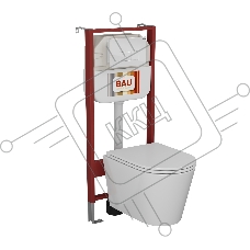 Комплект BAU 6 в 1: рамная инсталляция BAU NEO 45, унитаз подвесной безободковый торнадо Bau Nimb Hurricane-2, быстросъемное сиденье дюропласт микролифт, клавиша BAU Hotel , белый глянец