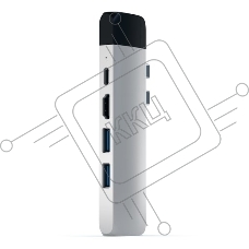 USB-концентратор Satechi Aluminum Pro Hub with Ethernet для 2016/2017 MacBook Pro 13” и 15”. Цвет серебряный.