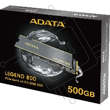 Накопитель SSD ADATA LEGEND 800, 500Gb, PCIe 4.0 x4, M.2 2280, NVMe, R/W 3500/2200, с радиатором