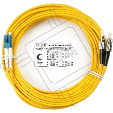 Комм. шнур оптический Cabeus Tight Buffer, Duplex LC/FC, OS2 9/125, LSZH, 10м, Ø 3мм, чёрный хвостовик, цвет: жёлтый