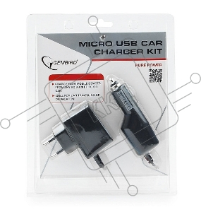 Набор зарядных устройств с Micro-USB разъемом Gembird MP3A-CAR-KIT1 110/220V-5V и 12VDC-5V, черный