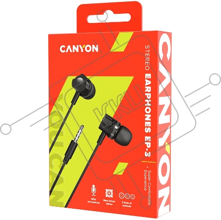 Наушники CANYON CNE-CEP3DG Стерео наушники с микрофоном, 1,2 М, темно-серый