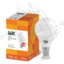 Лампа светодиодная LED 9Вт 230В 3000К E14 шар LLE-G45-9-230-30-E14 IEK