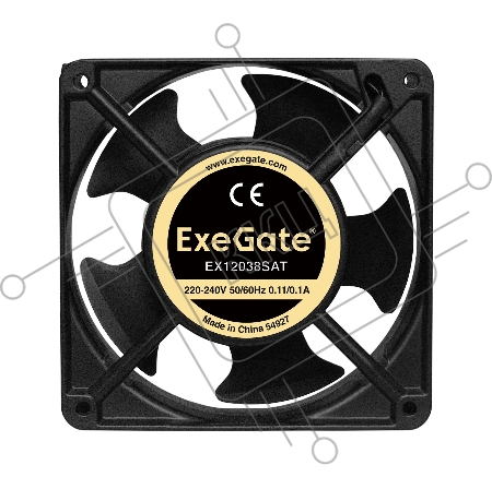 Вентилятор 220В ExeGate EX289021RUS EX12038SAT (120x120x38 мм, Sleeve bearing (подшипник скольжения), клеммы, 2600RPM, 42dBA)