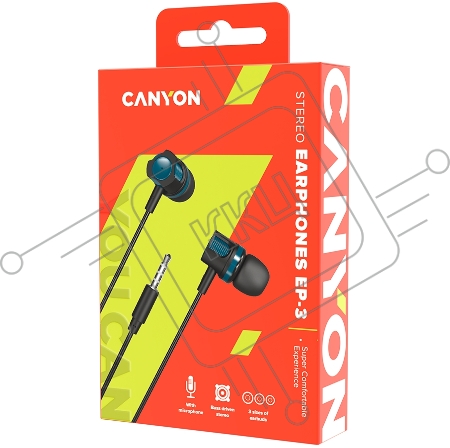 Наушники CANYON CNE-CEP3G Стерео наушники с микрофоном, 1,2 М, зеленый