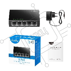 Коммутатор CUDY FS105 5-Port 10/100 Mbps Desktop Switch, 5 10/100M RJ45 Ports, Loop Detection, Metal Case, Power Saving, Plug & Play