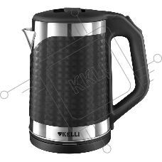Чайник электрический Kelli KL-1372B 1,8л, нержавейка+пластик, черный (12)
