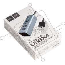Переходник разветвитель Hoco HB1 USB - 4USB (USB 2.0 - 480 Мбит/с), 0.8 м, серый
