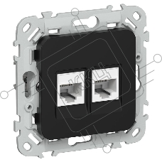Розетка 2-местная компьютерная RJ45 категория 5Е UTP РК5е-2-0-ФлЧ черный FLITE