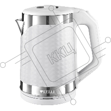Чайник электрический Kelli KL-1372W 1,8л, нержавейка+пластик, белый (12)