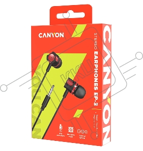CANYON  CNE-CEP3R наушники с микрофоном вставные (затычки) чувствительность 100 дБ импеданс 32 Ом разъем mini jack 3.5 mm