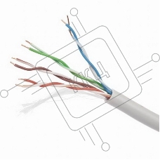 Кабель Cablexpert, UTP5e, 4 пары, 0.51 мм, медь, однож., 305 м, Fluke Test, серый