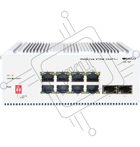 Коммутатор Unmanaged Industrial Switch 8x1000Base-T PoE, 2x1000Base-X SFP, PoE Budget 185W, Surge 4KV, -40 to 75°C