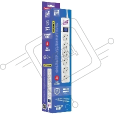 Фильтр-удлинитель Power Cube 3,0 м 6 розеток с заземлением (белый) 16А/3,5кВт/ Surge protector Power Cube 3,0 m 6 outlets (white) 16A / 3,5kVt