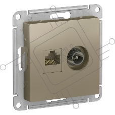 Розетка телевизионная +комп двойная RJ45+TV, кат.5E, механизм ATN000589 Schneider Electric AtlasDesign Шампань
