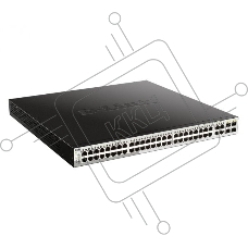 Коммутатор D-Link DGS-1210-52MP/FL1A, L2 Managed Switch with 48 10/100/1000Base-T ports and  4 100/1000Base-T/SFP combo-ports (48 PoE ports 802.3af/802.3at (30 W), PoE Budget 370 W).16K Mac address, 802.3x Flow