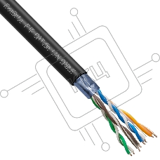 Кабель ExeGate Special FUTP4-C5e-CU-S24-OUT-PE-BK-305-FLUKE FTP 4 пары кат.5e медь, 0.48мм (24AWG), FLUKE® test pass, экран, внешн., без троса, 305м, черн., PE