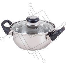 Кастрюля Mallony из нерж стали с крышкой (стекло) BAK-S-02, 2 л, ручки - бакелит, одинарное дно