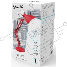 Светильник Gauss GT0034 настольный на струбцине/основание E27 красный 60Вт