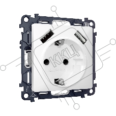 Комплект механизма электрической розетки ALFA Белый матовый 2USB A+A 18W (быстрая зарядка) с/з QUANT (AP1290, VM155) MA129010