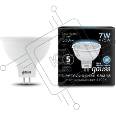 Лампа светодиодная Gauss Black 7Вт цок.:GU5.3 рефлек. 220B 4100K св.свеч.бел.нейт. MR16 (упак.:10шт) (101505207)