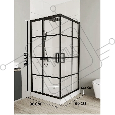 Душевой уголок квадратный BAU Stil square 90х90х195, с поддоном 12,5 см, закаленное стекло толщиной