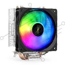 Кулер для процессора ExeGate Wizard EXX400V2-PWM.FRGB серебристый, 120 мм, алюминий/медь, 2400 об/мин, 24 дБ, 4 pin, 140 Вт, 155 мм