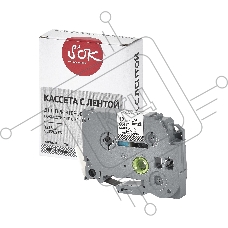 Кассета с лентой S'OK by Sakura Printing TZESE3 для Brother, черный на белом, 12мм/8м, наклейка
