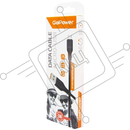 Кабель GoPower GP01M USB (m)-microUSB (m) 1.0м 2.4A ПВХ черный (1/800)