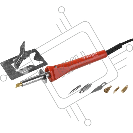 Выжигатель-ручка ЗУБР 55426  прибор мастер для пайки резки с набором насадок 5шт+нож