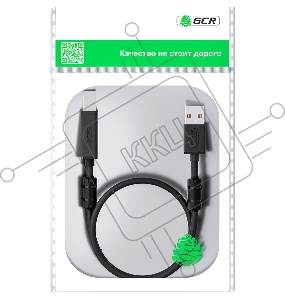 Кабель GCR  PROF 2.0m USB 2.0, AM/BM, черный, ферритовые кольца, 28/24 AWG, экран, армированный, морозостойкий, GCR-52423