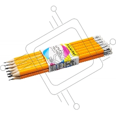 Карандаш чернографитный Silwerhof Basic 120636-00 2мм HB, шестигранный, дерево, картонная перетяжка, ластик