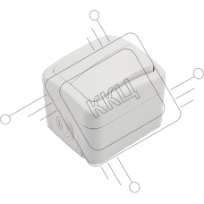 Выключатель двухклавишный KRANZ Mini OG открытой установки, IP54 белый