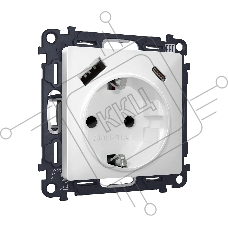 Комплект механизма электрической розетки ALFA Белый матовый 2USB A+C 20W (быстрая зарядка) с/з QUANT (AP1300, VM160) MA130010